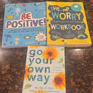 Set of 3 Positivity self-confidence & worry self help kids workbooks journals